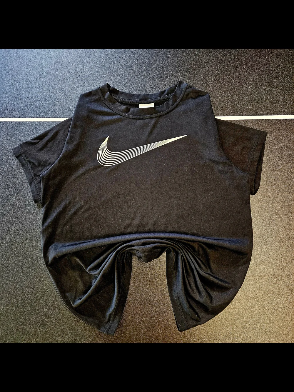 Nike Black Tee with White Layered Swoosh